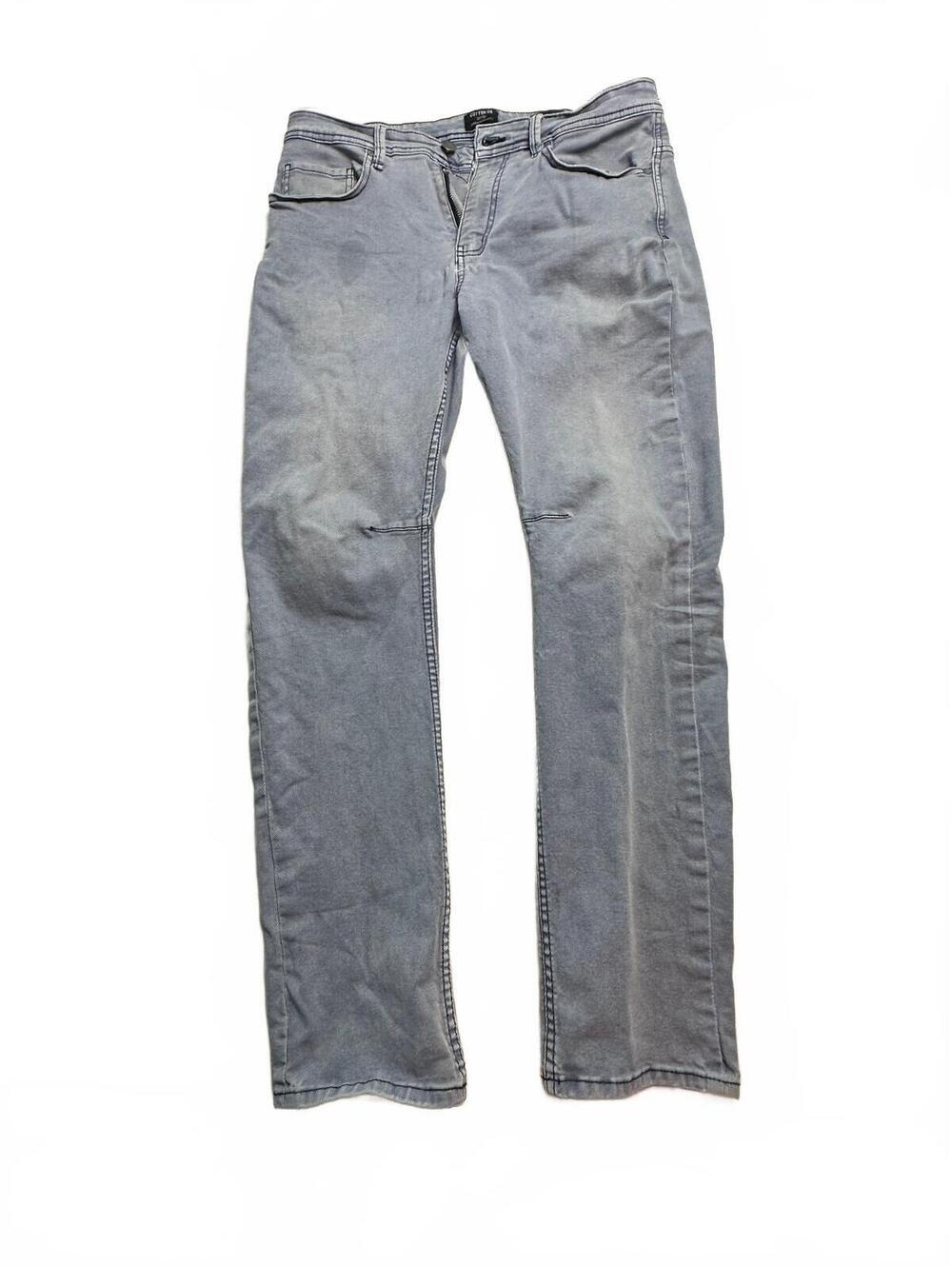 Cotton On Men’s 32 Gray Tapered Jeans Distressed Knee Stretch Denim